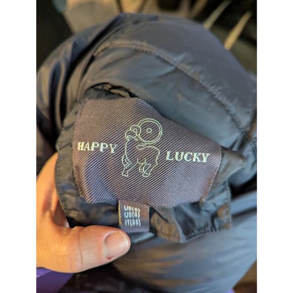 Happy Goat Lucky Down Puffer Coat Long Full Zip Belted Neckline Hooded Winter - Picture 6 of 6